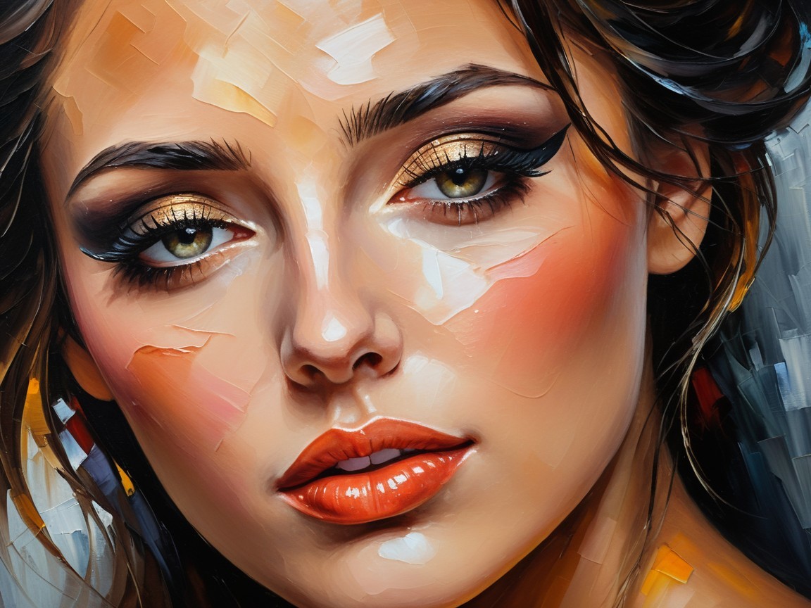Portrait of a Young Woman with Green Eyes and Warm Tones