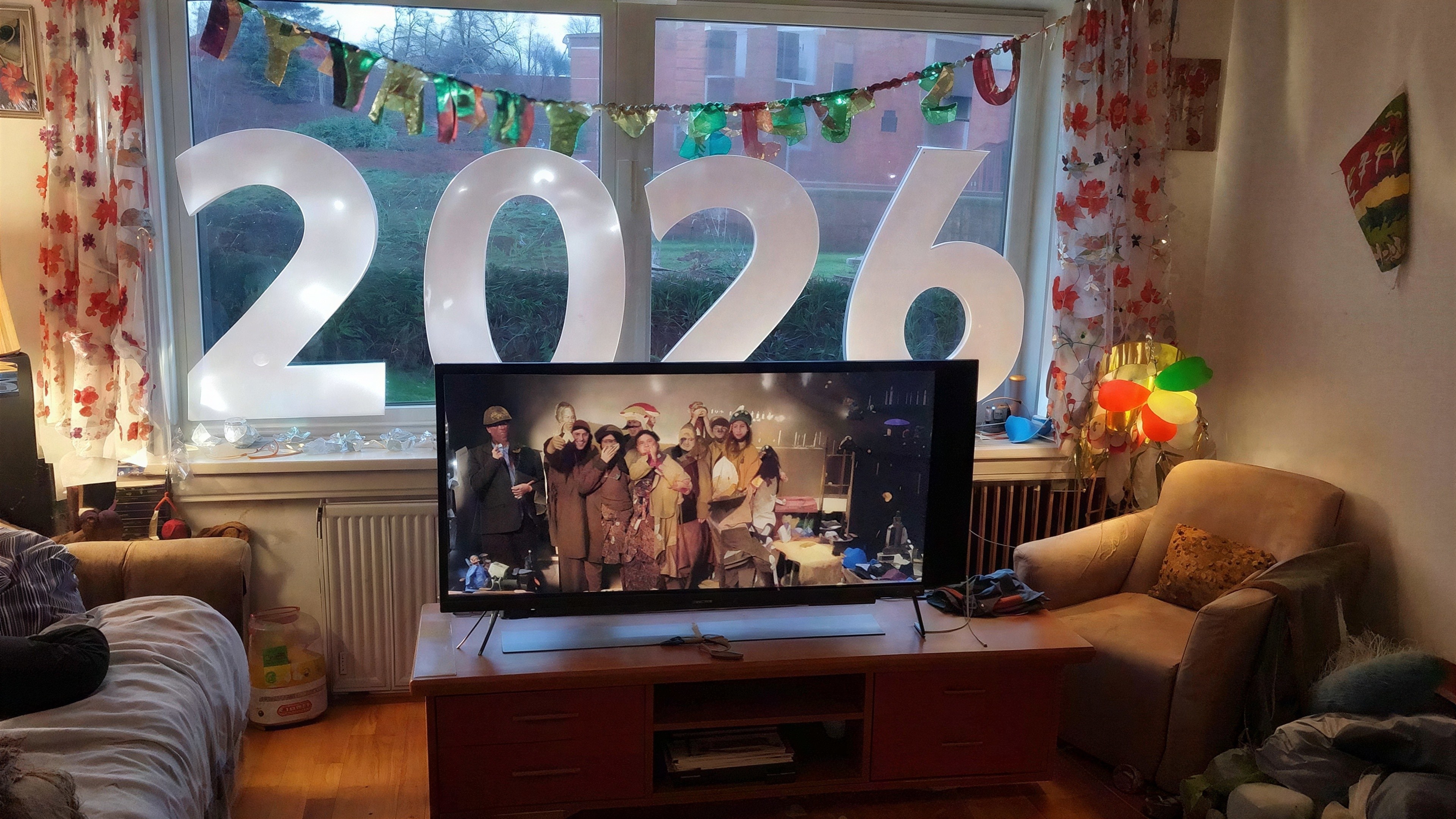 Living Room Decorated for New Year's Celebration