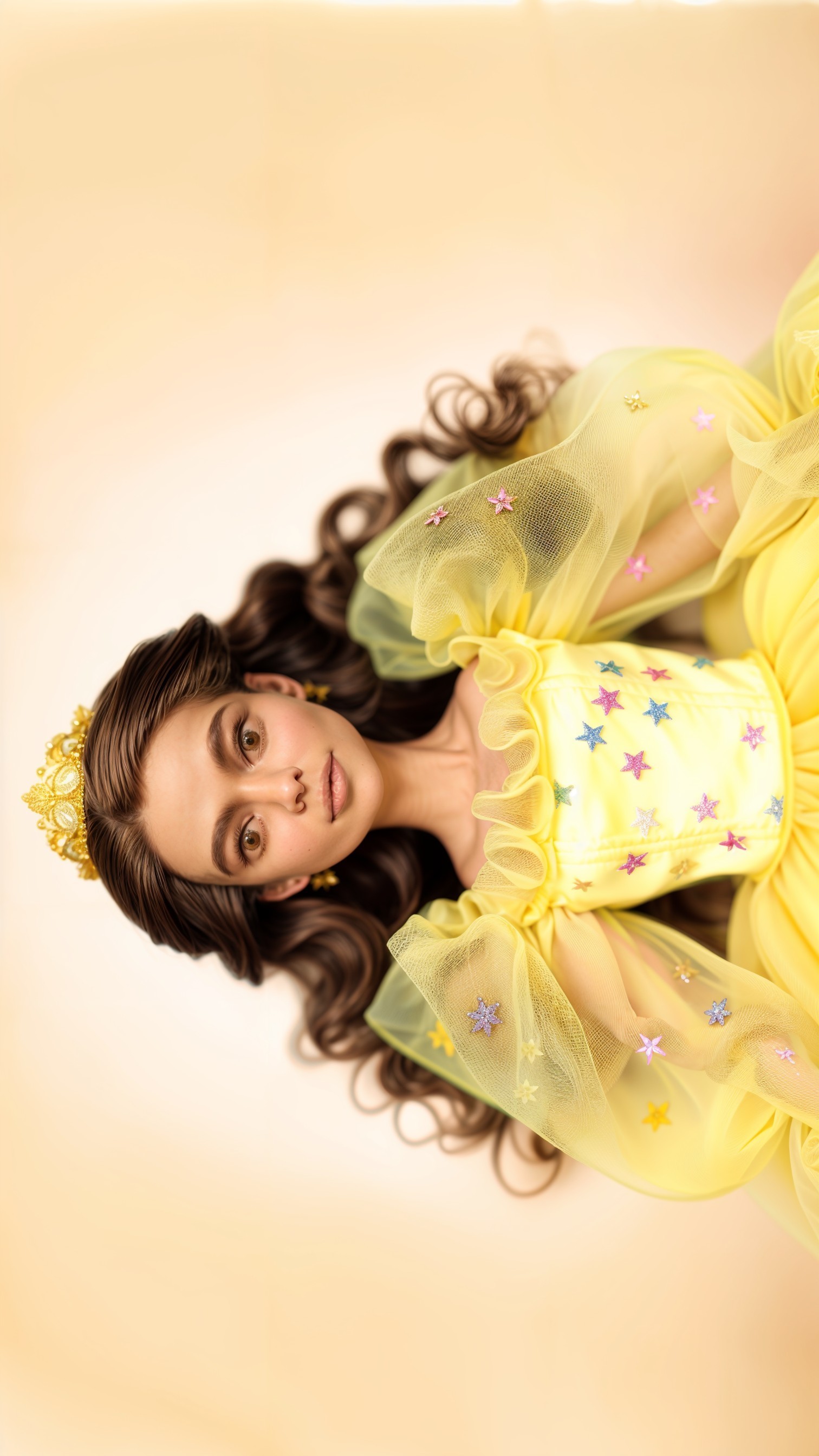 Charming Doll in Yellow Gown with Sparkling Crown