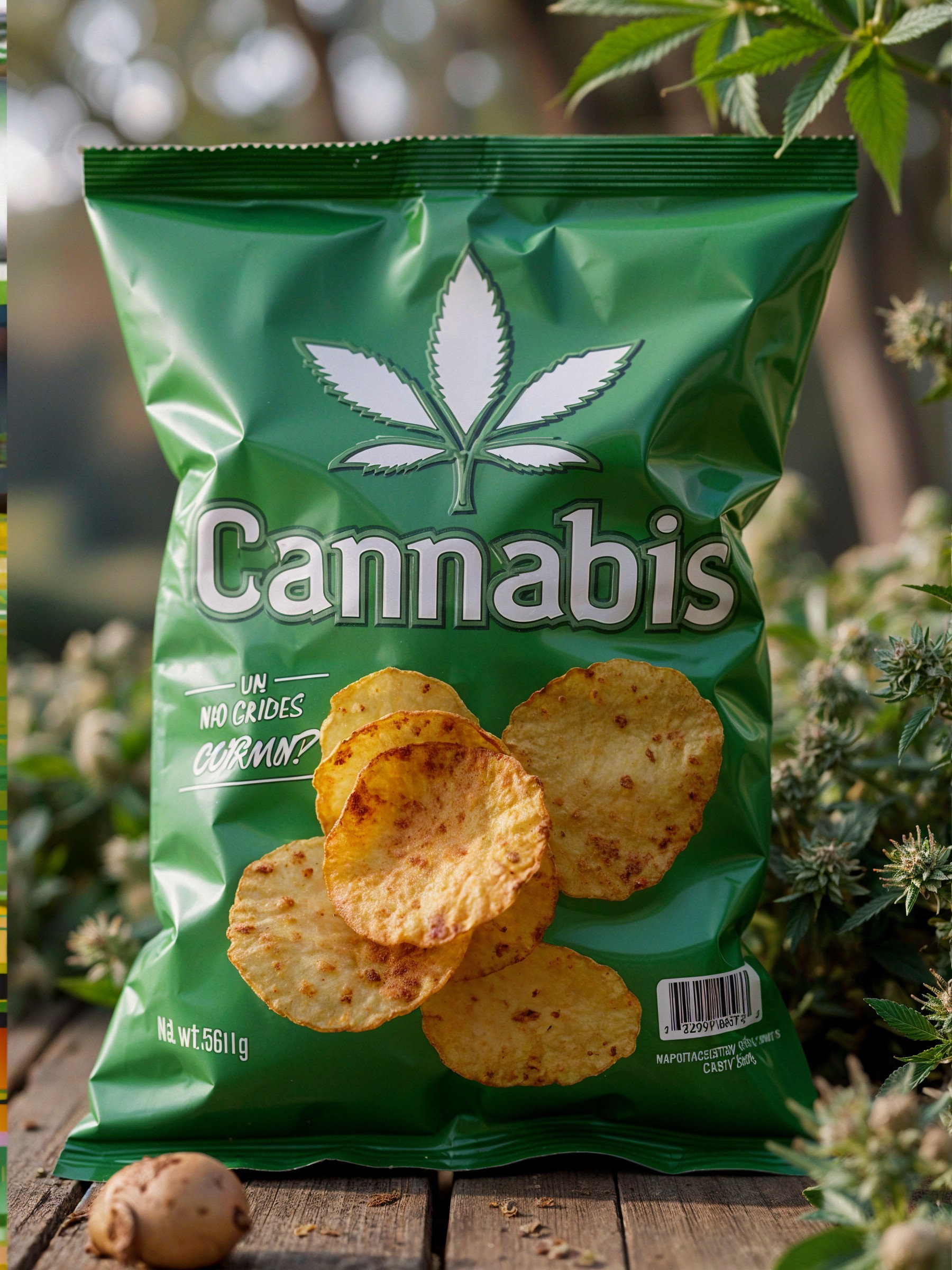 Green Cannabis Bag with Tortilla Chip Design