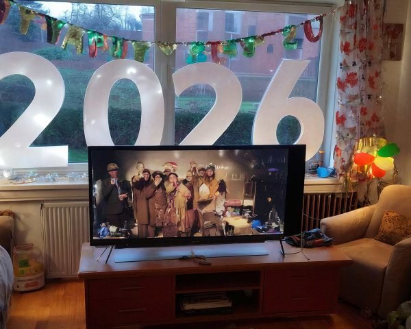 Living Room Decorated for New Year's Celebration