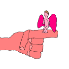Whimsical Fairy Figurine on Fingertip with Butterfly Wings