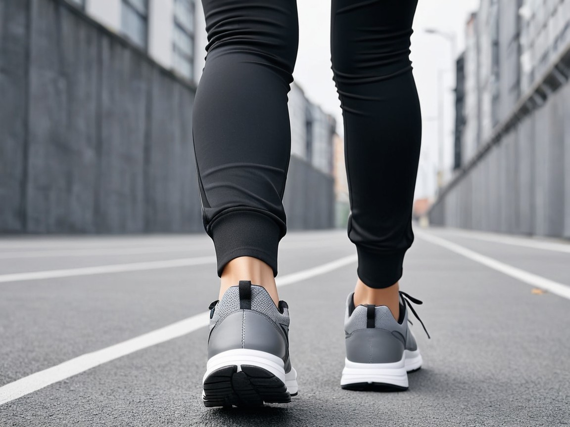 Person in Black Leggings on Urban Running Track