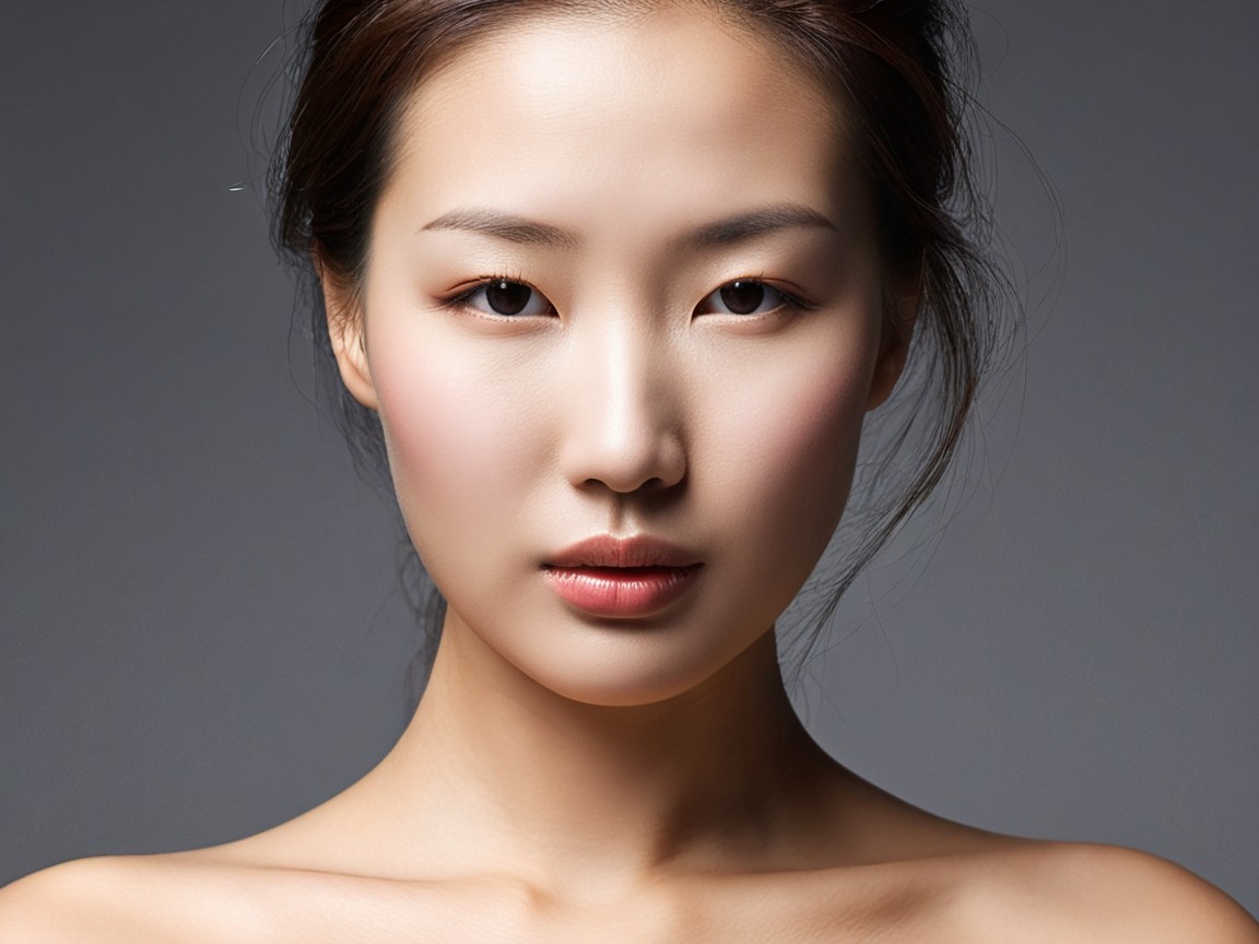 Close-Up Portrait of a Young Woman with Natural Makeup
