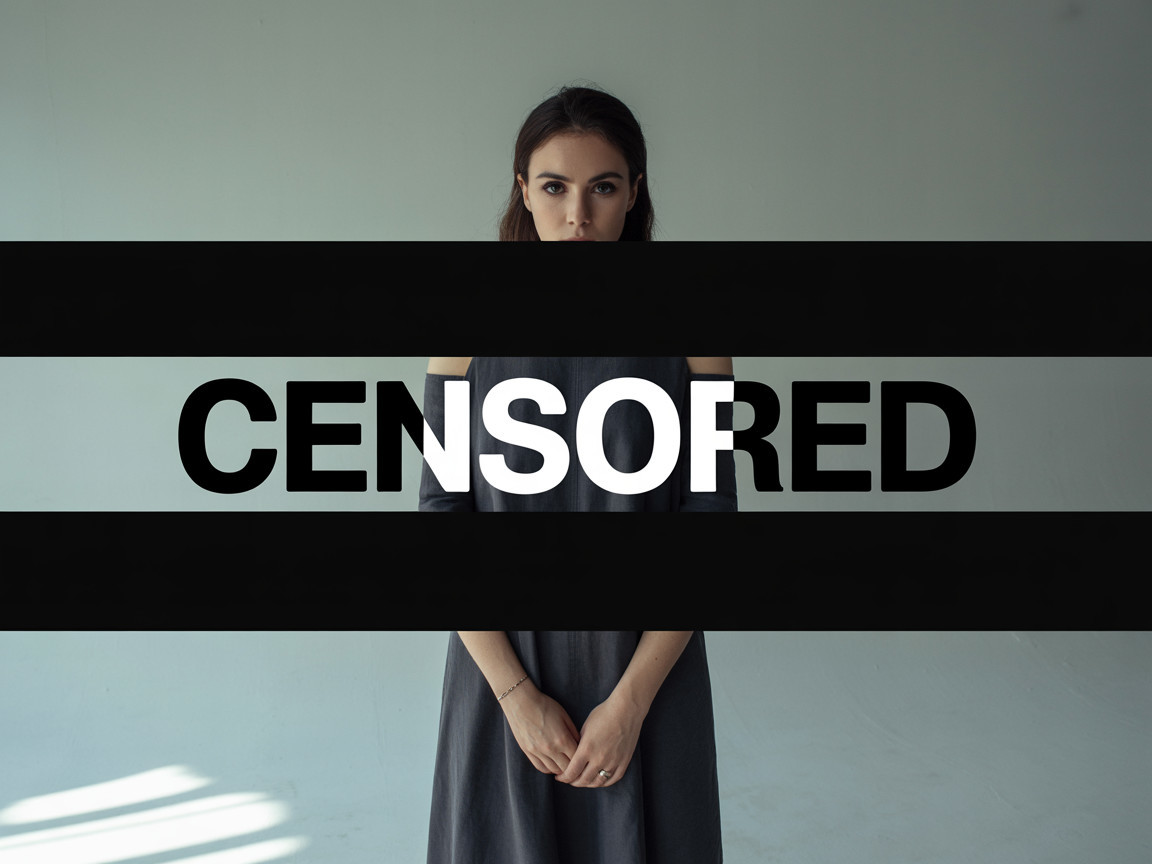 Minimalist Portrait with Censored Theme and Contrast