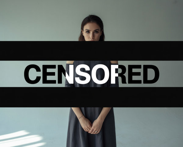 Minimalist Portrait with Censored Theme and Contrast