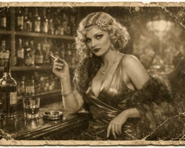 1920s Flapper Woman in Vintage Sepia Photograph