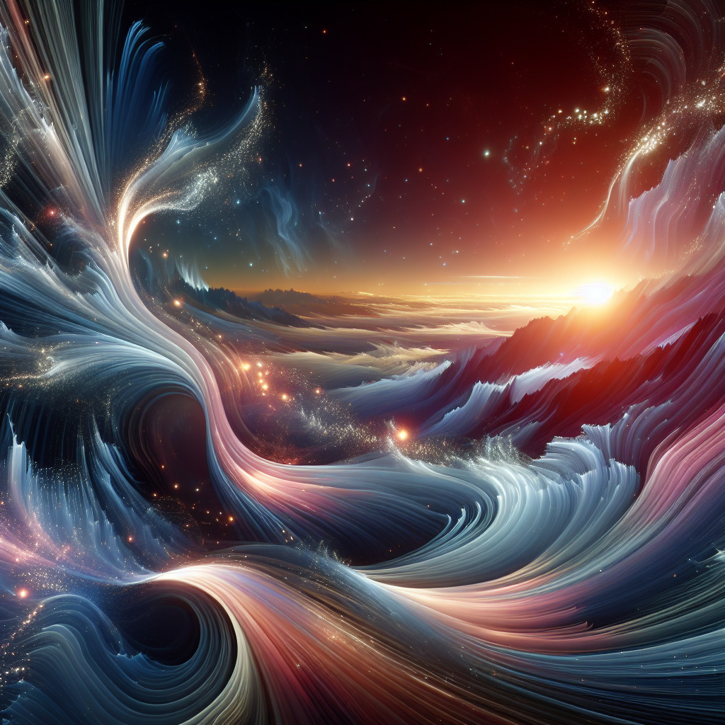 Vibrant Cosmic Scene with Mountains and Starlit Sky
