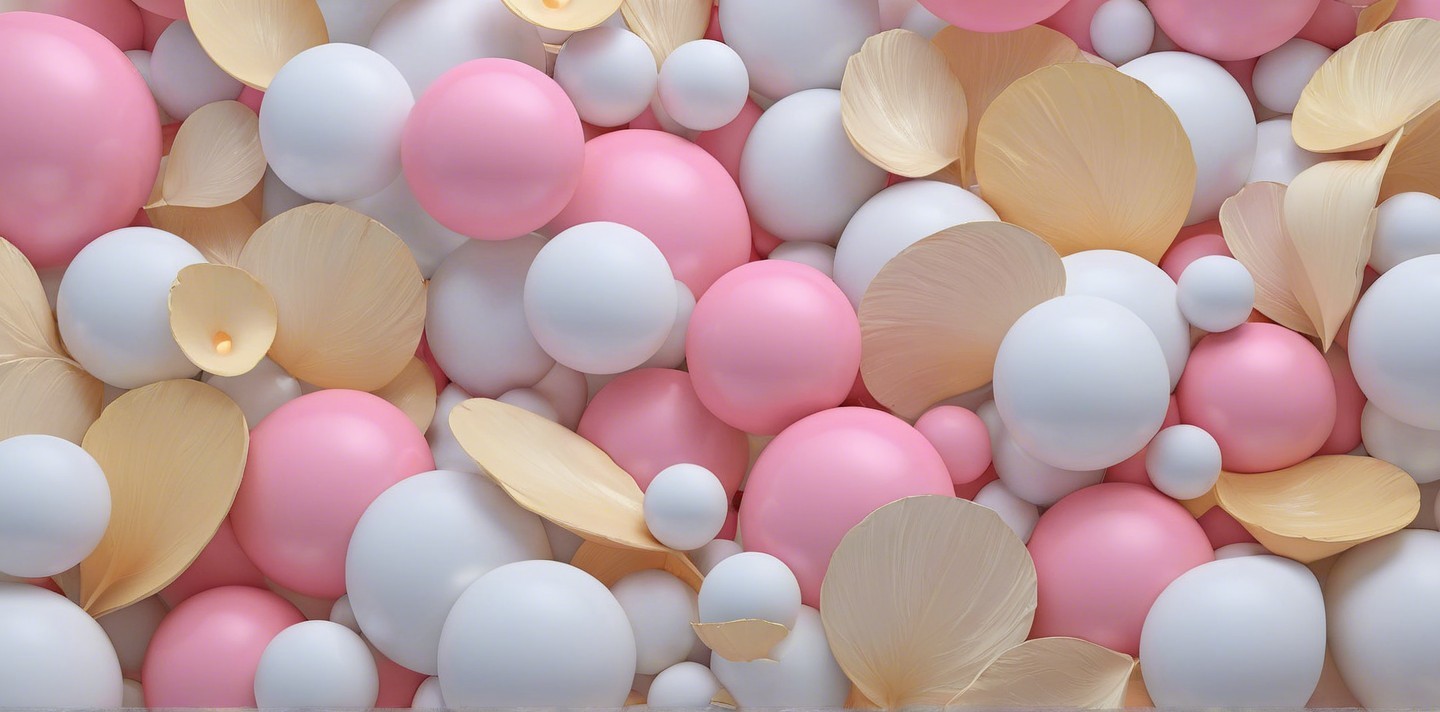 Abstract Composition of Spheres and Petals in Soft Colors