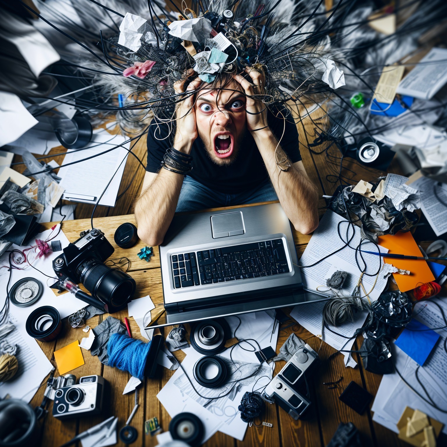 Frustrated Individual in a Chaotic Workspace Environment