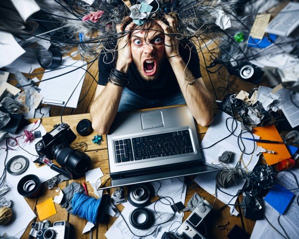 Frustrated Individual in a Chaotic Workspace Environment