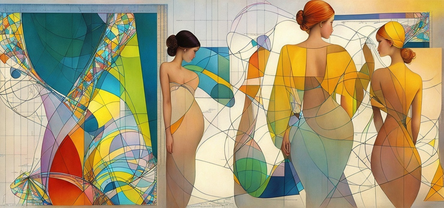Abstract Shapes and Women in Harmonious Composition
