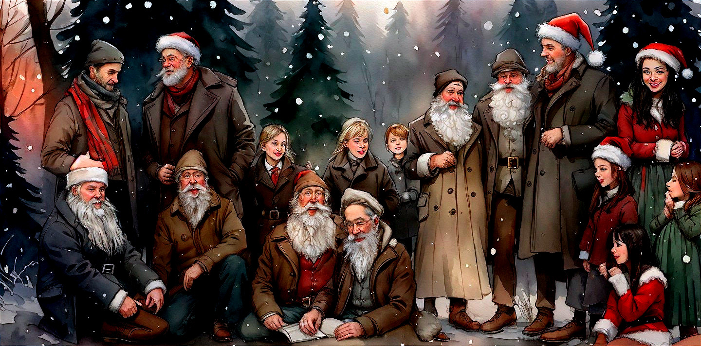 Festive Winter Gathering in a Snowy Forest