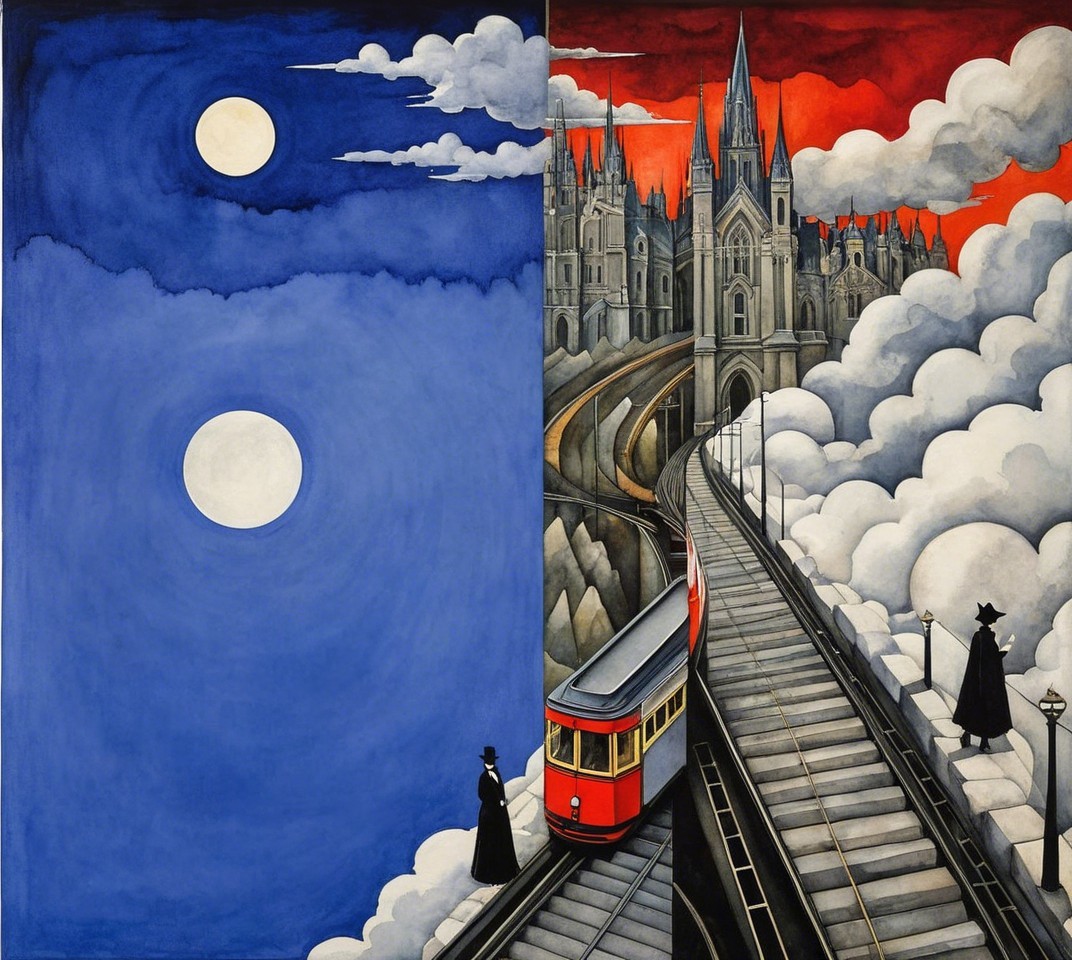 Contrasting Scenes of Sky and Gothic Cityscape