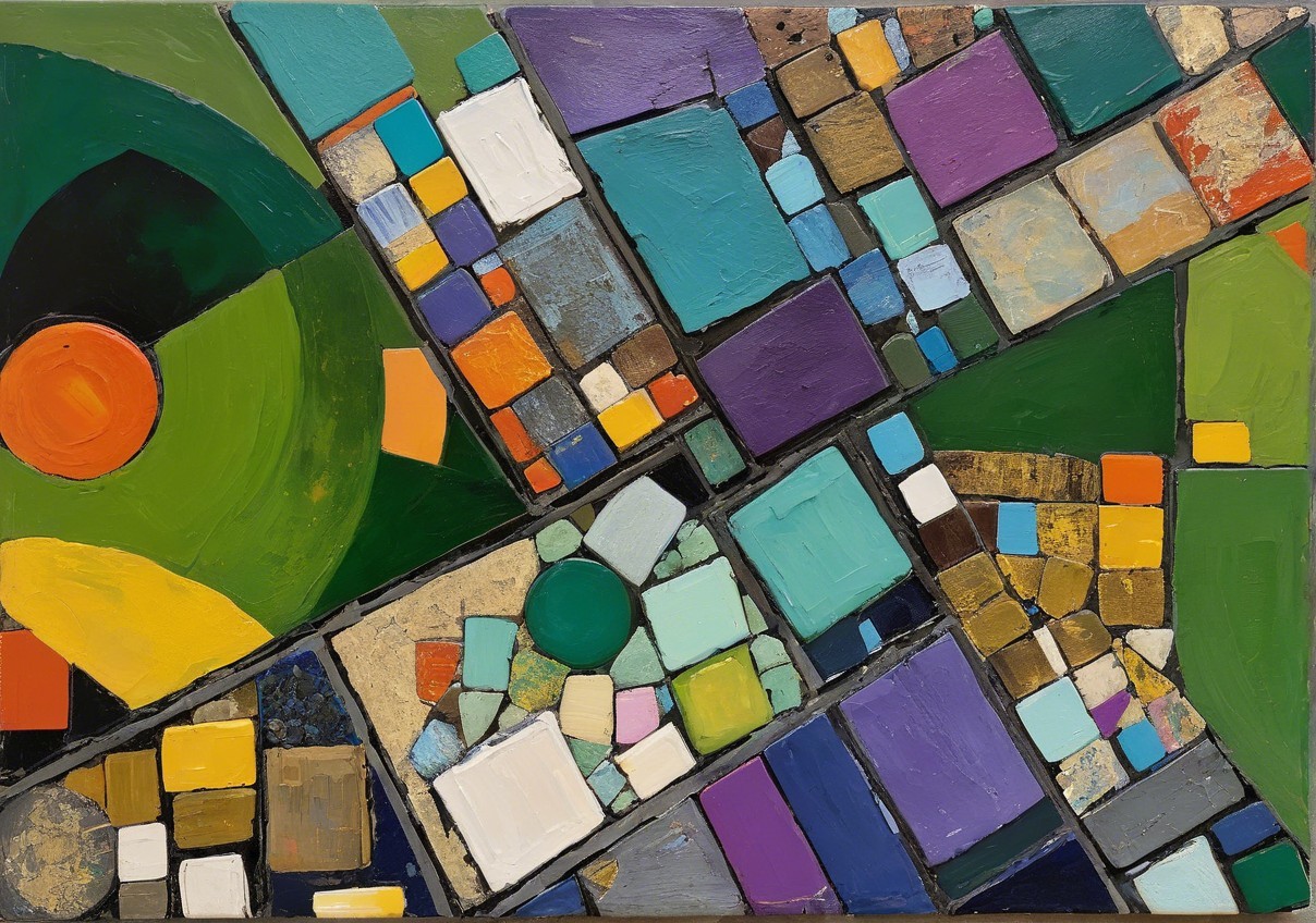 Vibrant Abstract Artwork with Geometric Shapes and Colors