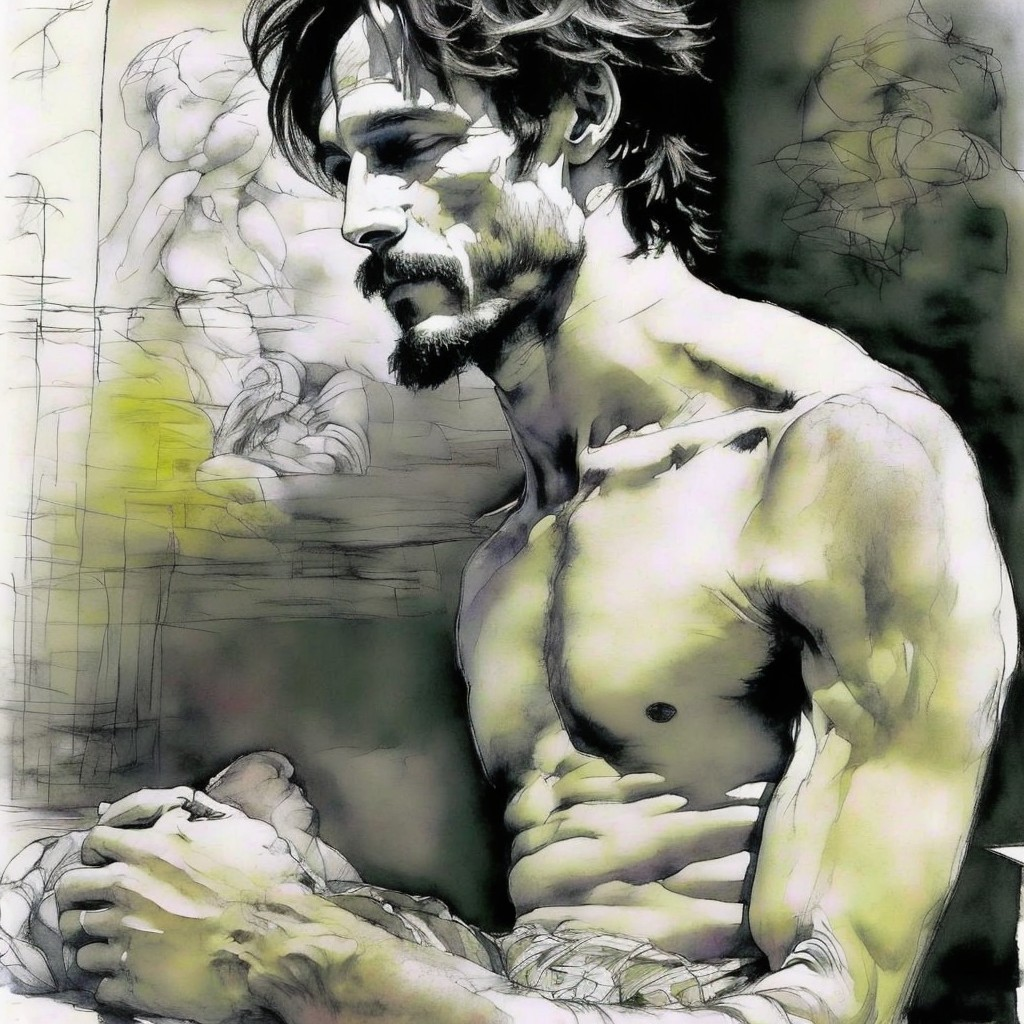 Contemplative Man in Profile with Vibrant Colors