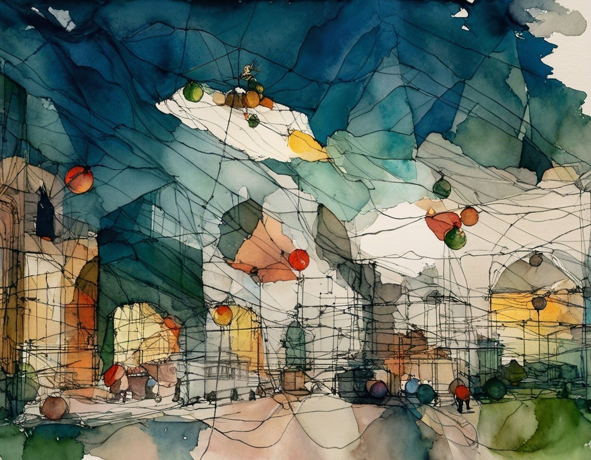 Vibrant Watercolor Cityscape with Abstract Buildings