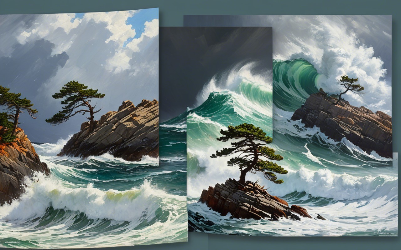 Dramatic Coastal Scene with Rugged Rocks and Waves
