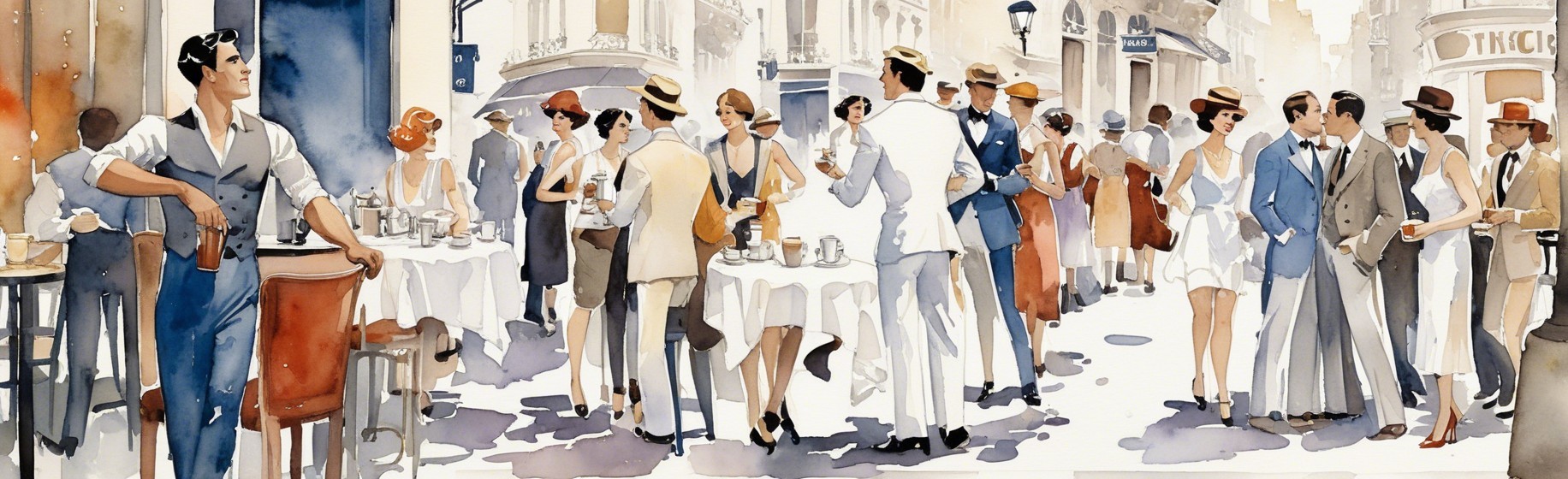 Elegant Outdoor Café Scene with Stylish Patrons