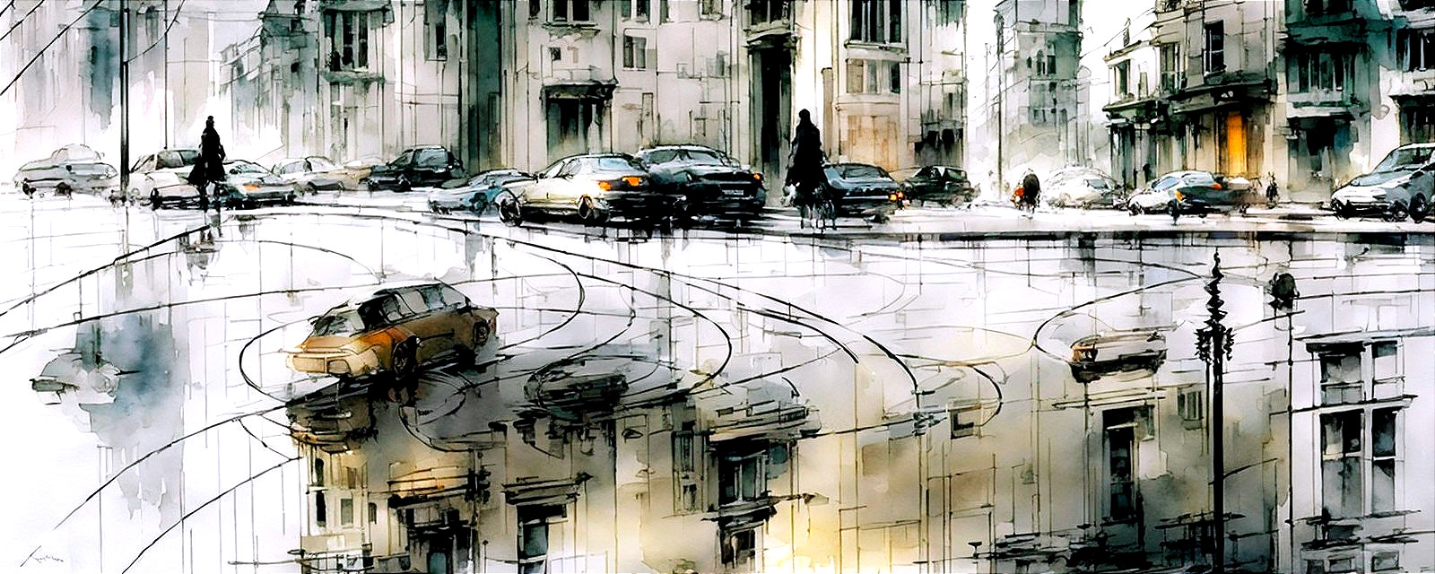 Dynamic Cityscape Illustration of Urban Life