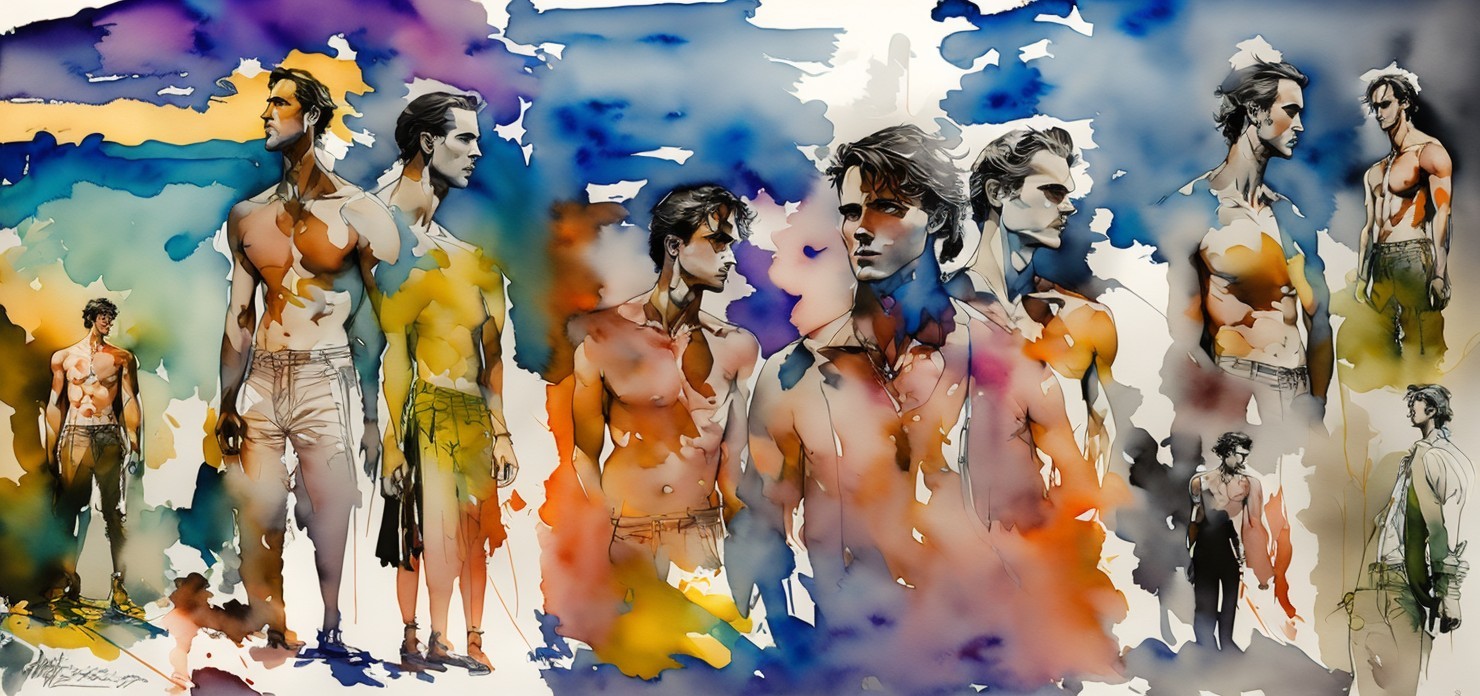 Watercolor Illustration of Male Fashion Sketches