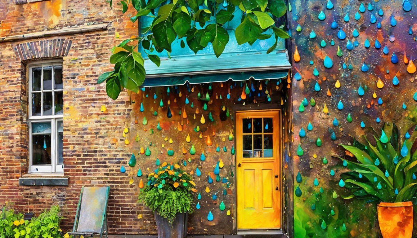 Vibrant Mural on Brick Building with Colorful Design