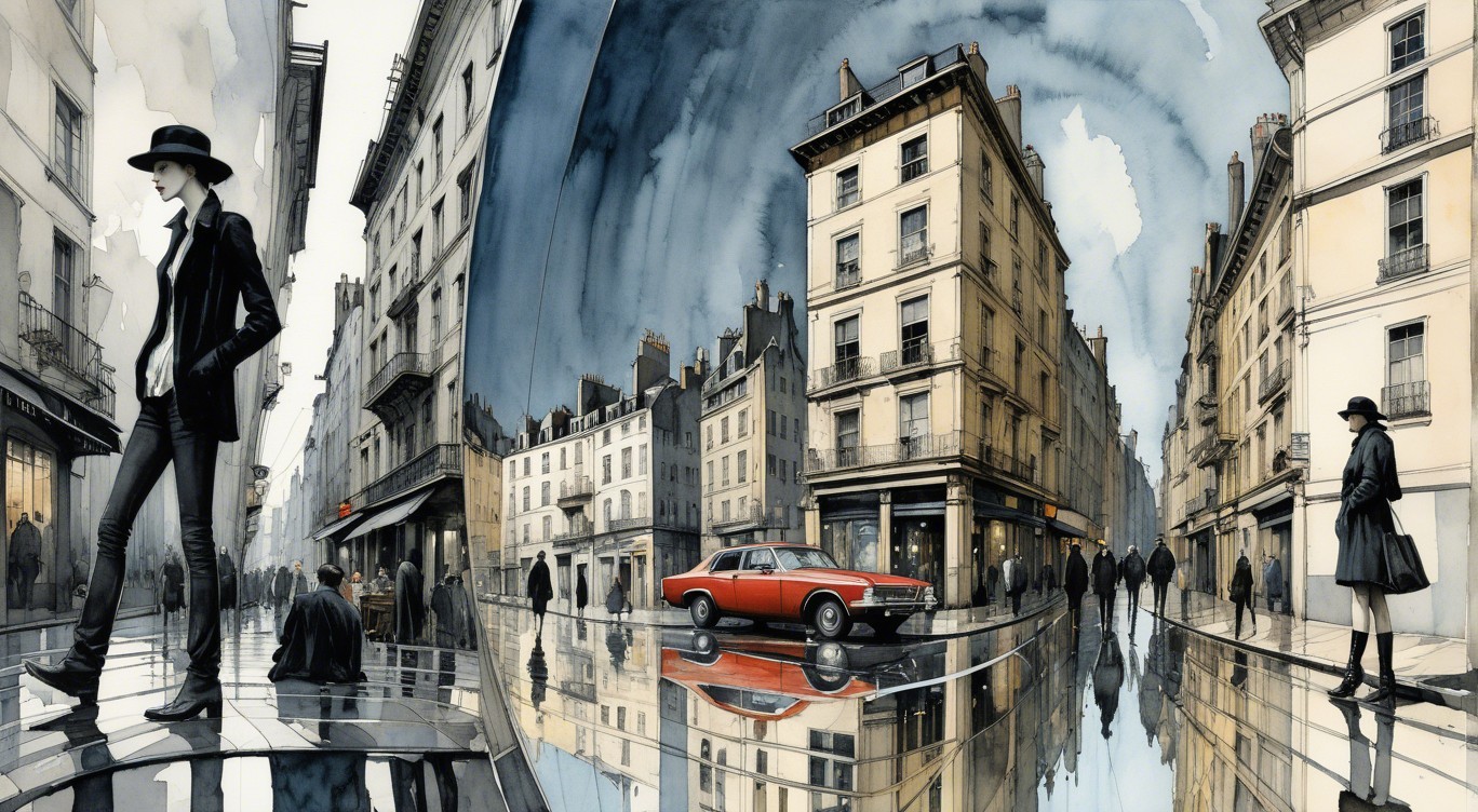 Chic Urban Street Scene with Stylish Fashion and Cars