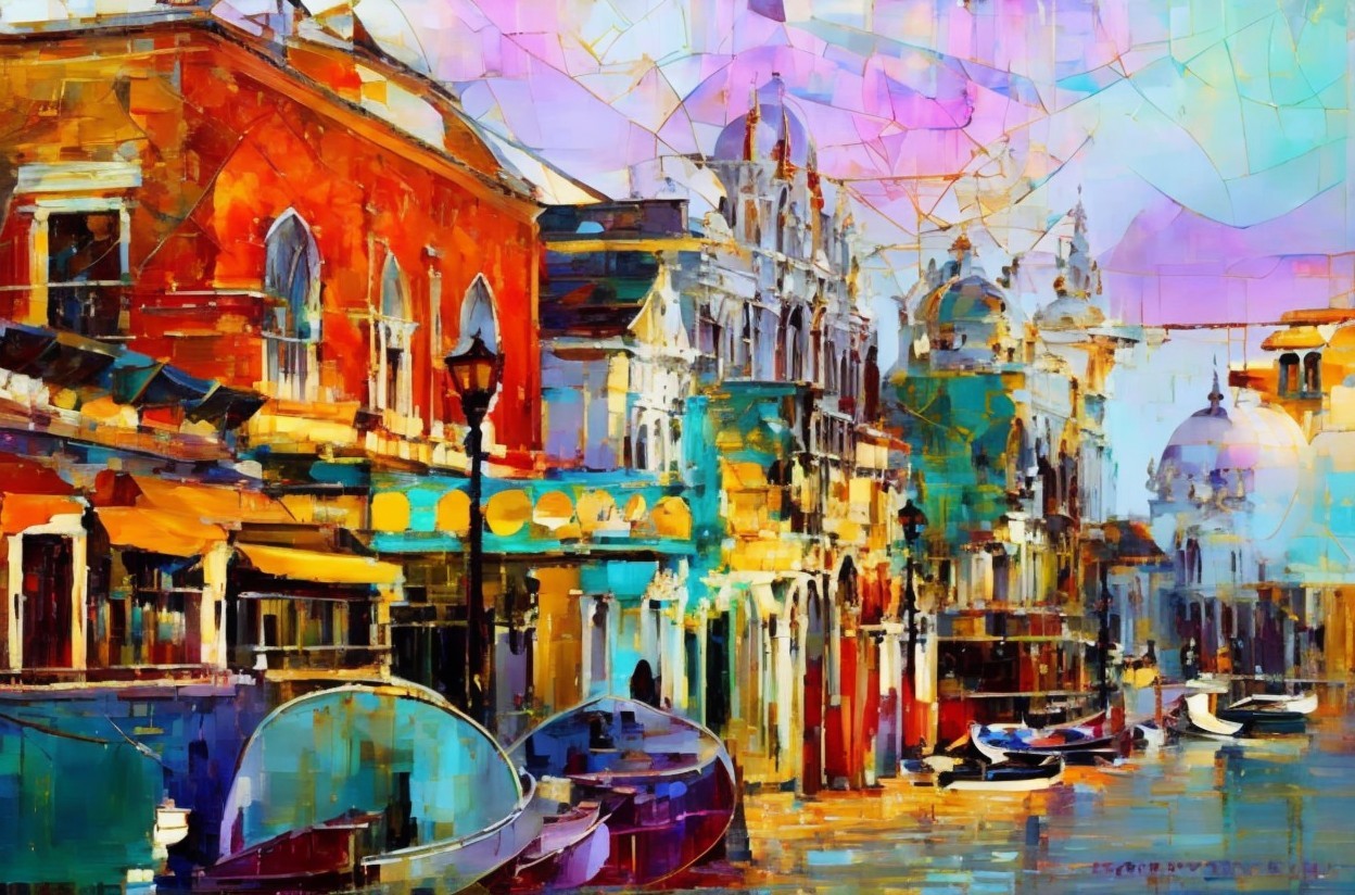 Impressionistic Art of a Venetian Canal Scene
