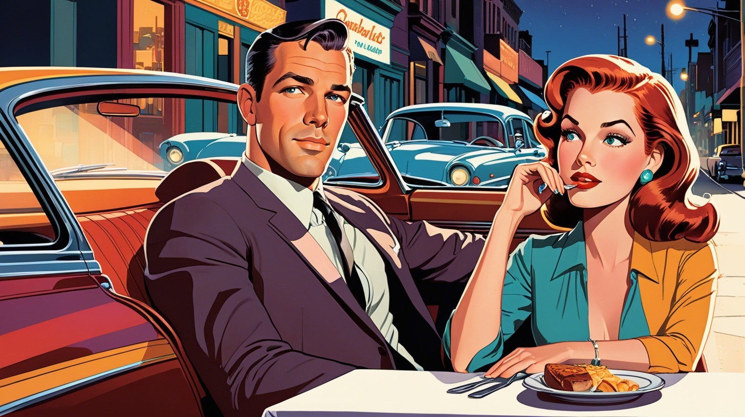 Pop Art Illustration of a Couple in a City Setting