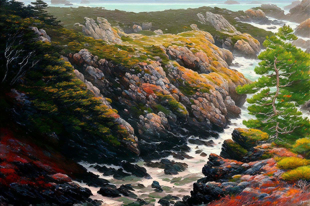 Vibrant Coastal Landscape with Cliffs and Autumn Colors