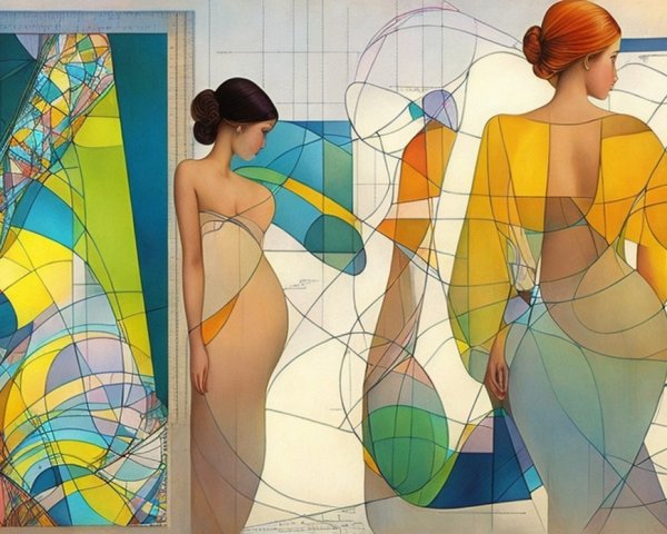Abstract Shapes and Women in Harmonious Composition