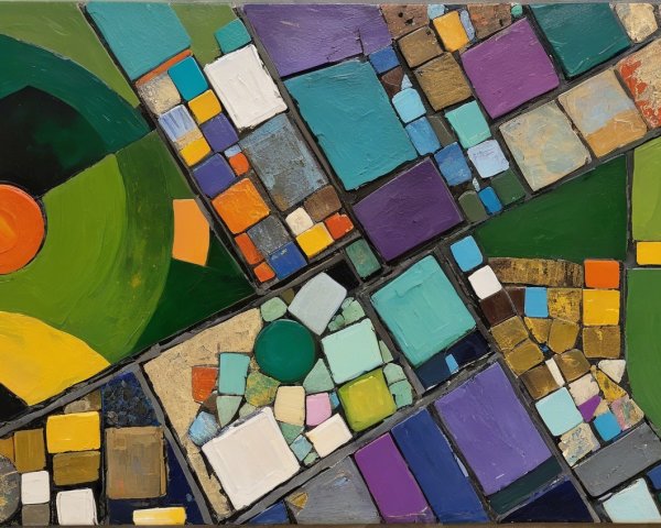 Vibrant Abstract Artwork with Geometric Shapes and Colors
