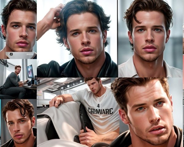 Collage of a Young Man in Various Poses and Settings