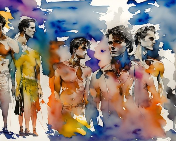 Watercolor Illustration of Male Fashion Sketches