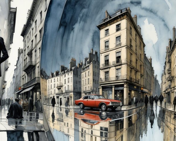 Chic Urban Street Scene with Stylish Fashion and Cars