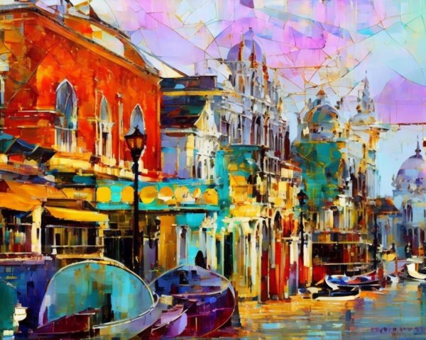 Impressionistic Art of a Venetian Canal Scene