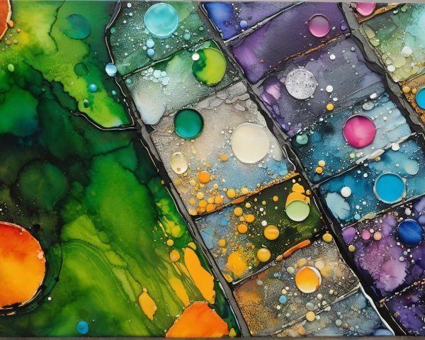 Vibrant Abstract Composition with Bold Swirling Colors