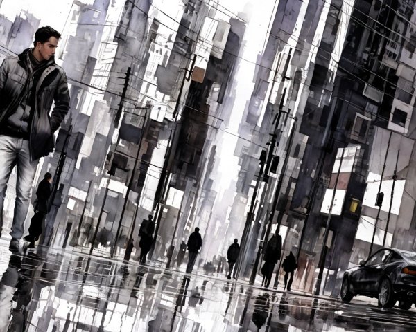 Futuristic Urban Landscape with Modernist Architecture