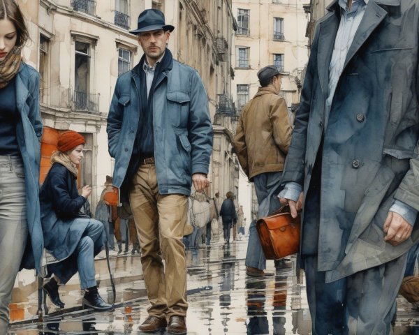Urban Street Scene with Fashionable Pedestrians