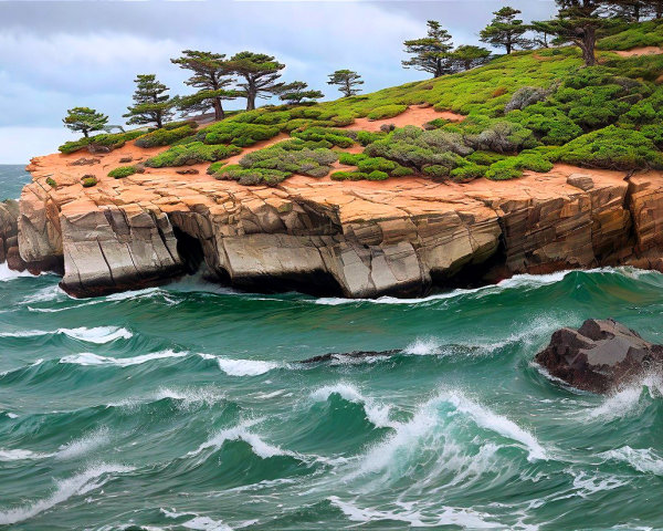 Dramatic Coastal Cliffs with Turquoise Ocean Waves