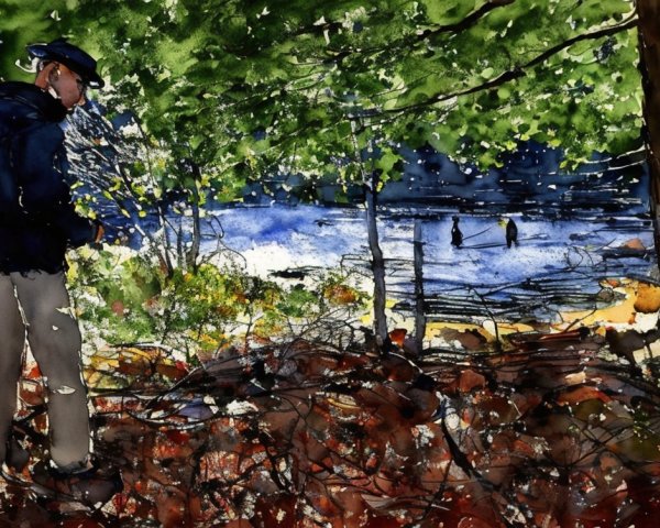 Serene Lakeside Landscape with Autumn Colors