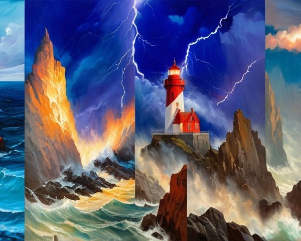 Triptych of Lighthouses in Dramatic Coastal Settings