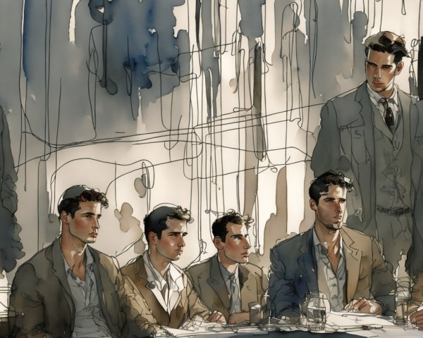 Young men in stylish outfits engaged in conversation