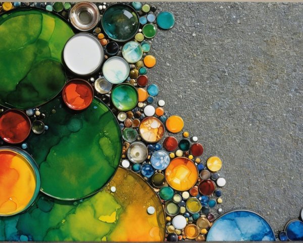 Colorful Glass Marbles on Textured Gray Background