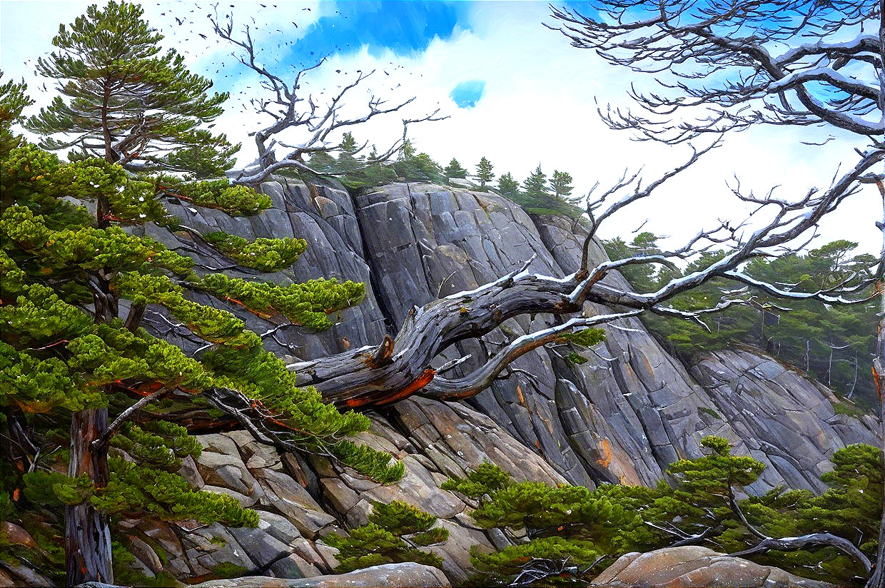 Rugged Landscape with Cliffs and Greenery Details