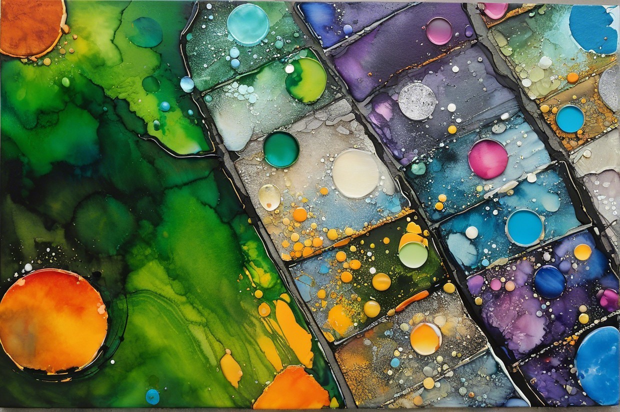 Vibrant Abstract Composition with Bold Swirling Colors
