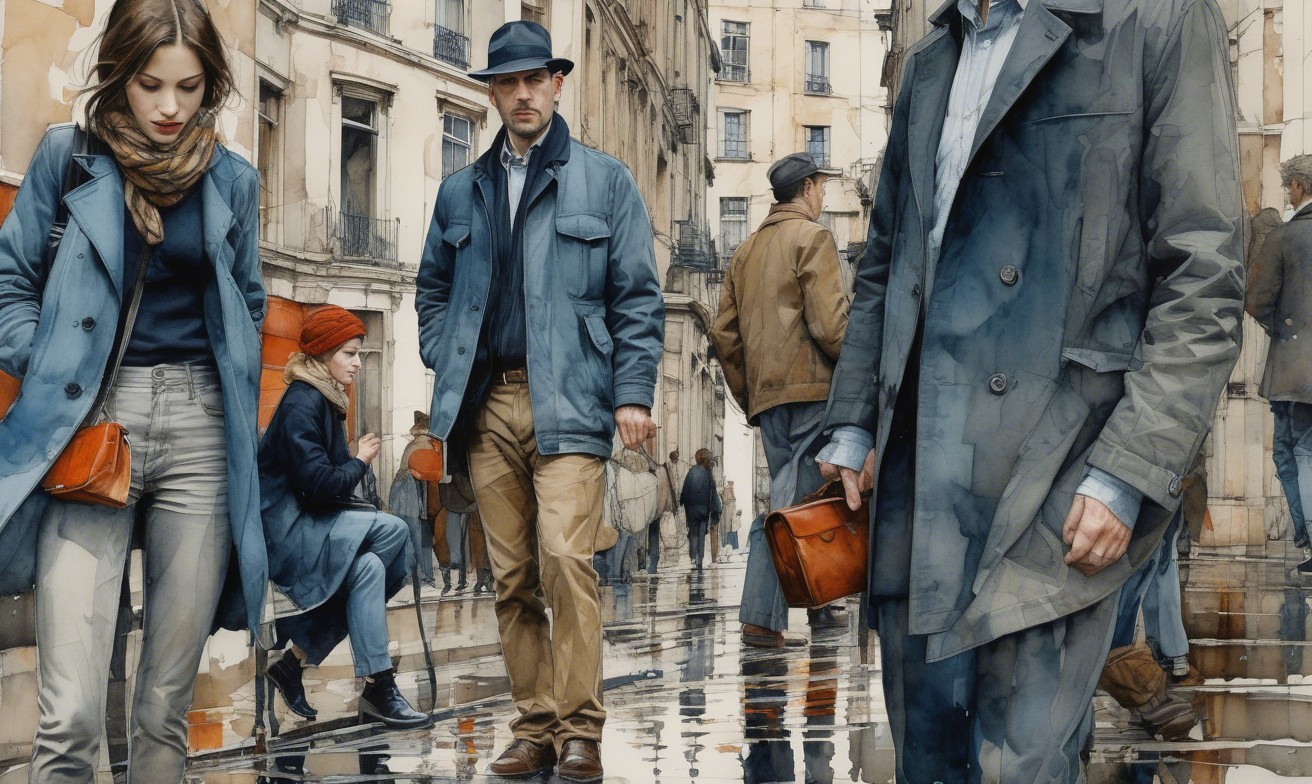 Urban Street Scene with Fashionable Pedestrians