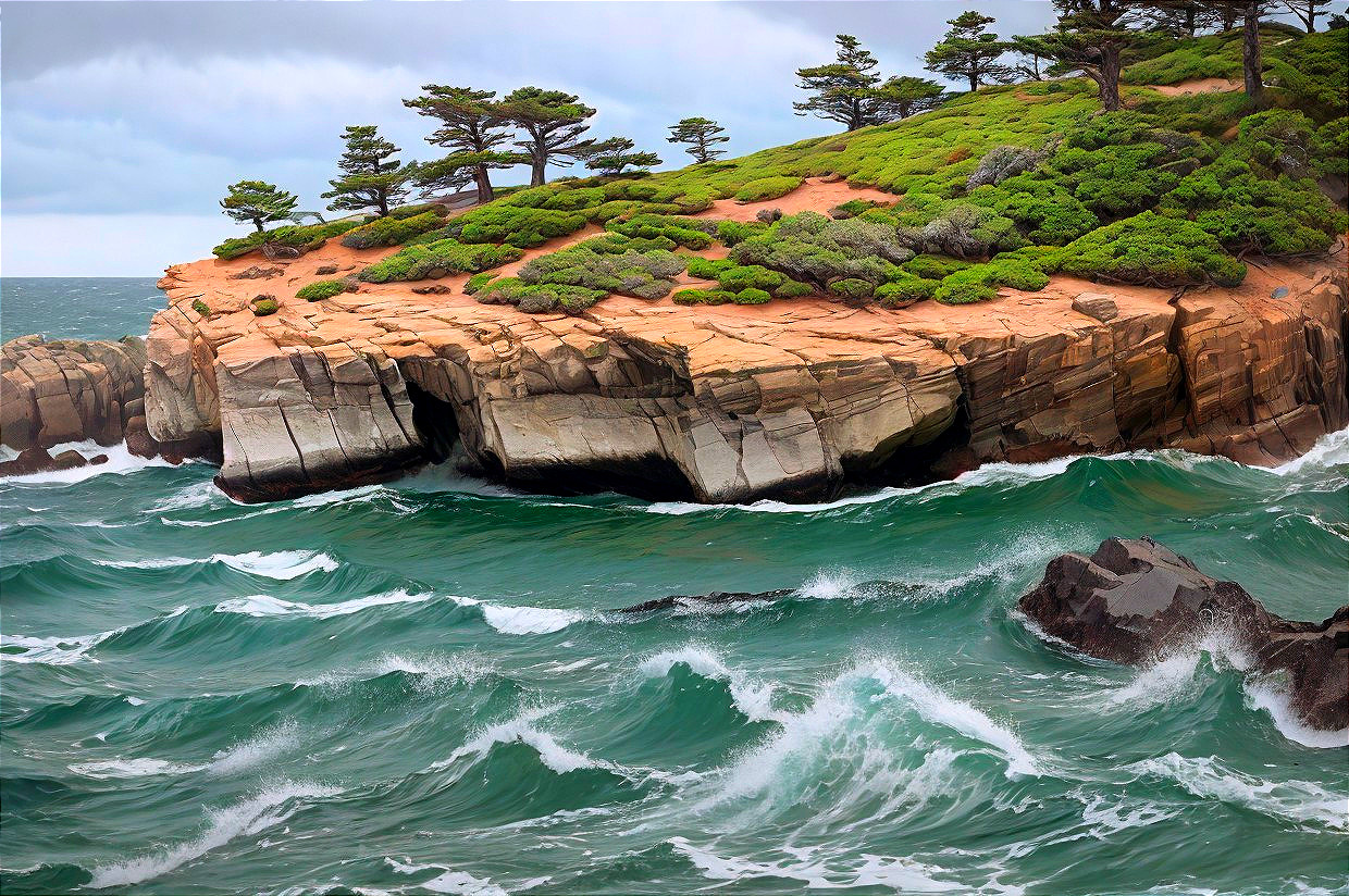 Dramatic Coastal Cliffs with Turquoise Ocean Waves