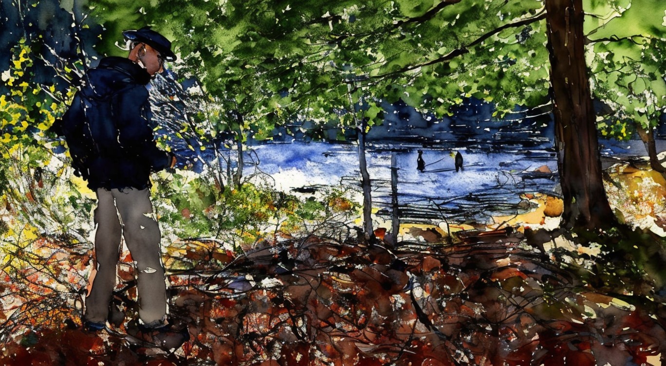 Serene Lakeside Landscape with Autumn Colors