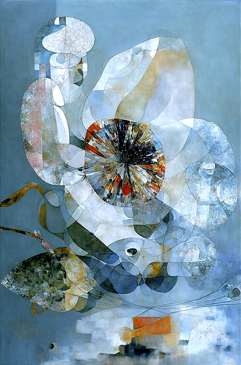 Abstract Flower Artwork with Vibrant Colors and Shapes